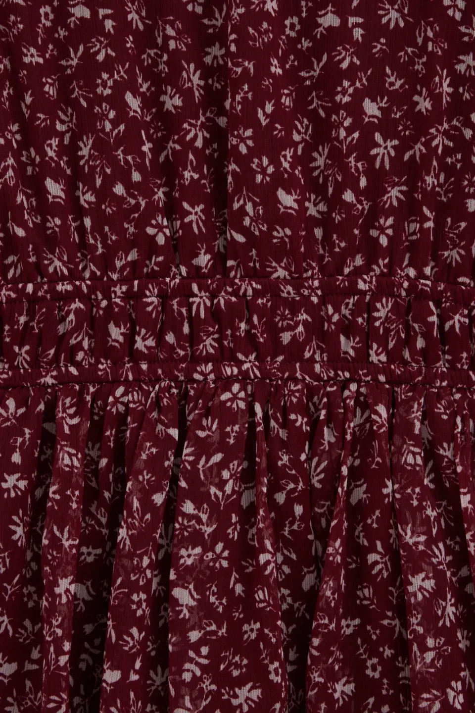 WE Fashion korte jurk met ruches donkerrood donkerrood/ecru, foto 6