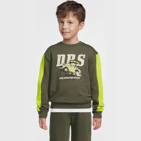 Orange Stars fleece sweater met contrasterende detail Noud khaki, foto 2