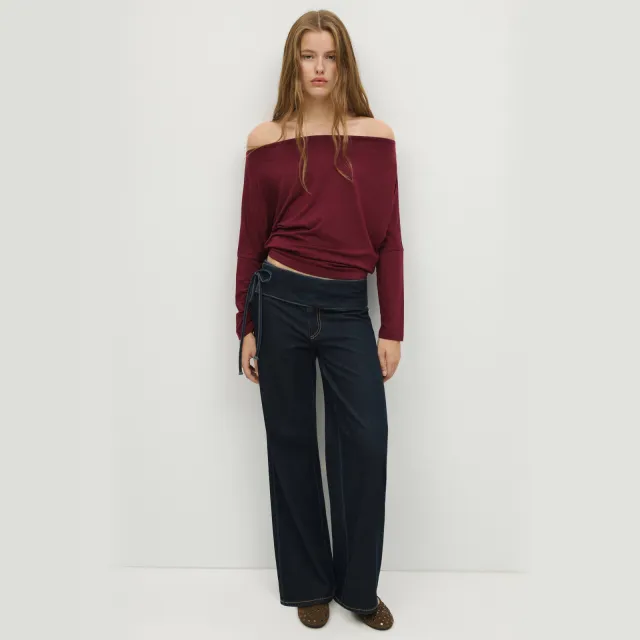 Mango TEEN off shoulder top donkerrood
