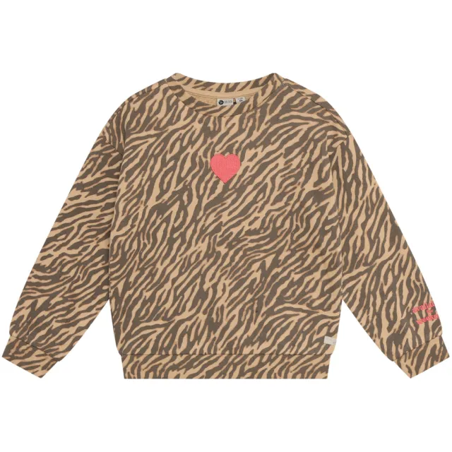 Daily7 rechtvallende sweater met dierenprint - zand