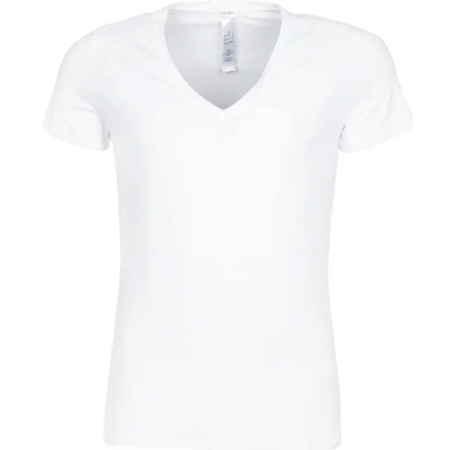 HOM T-shirt Korte Mouw Hom SUP' COTTON TSHIRT COL V PROFOND wit