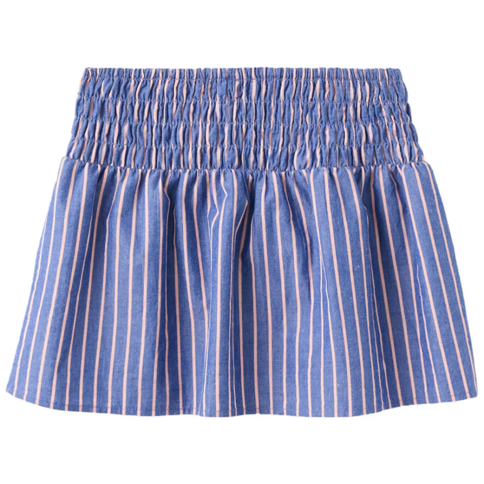 Mango Kids gestreepte korte rok met smockwerk blauw, foto 4