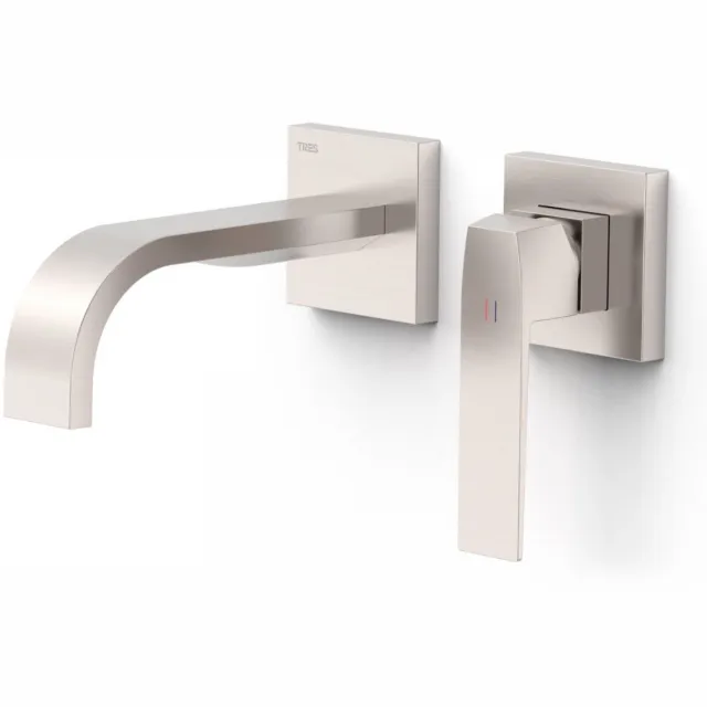 Tres Slim Exclusive inbouw wastafelmengkraan gebogen uitloop RVS