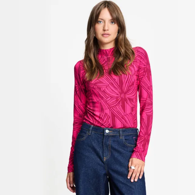 POM Amsterdam top met print roze Roze/donkerroze