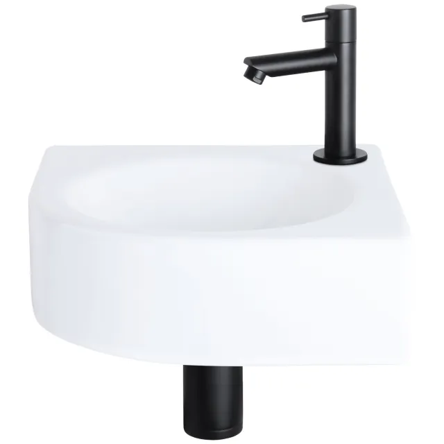 Differnz Fonteinset Differnz Cleo 30x30x10 cm Keramiek Wit Met Kraan Recht Mat Zwart