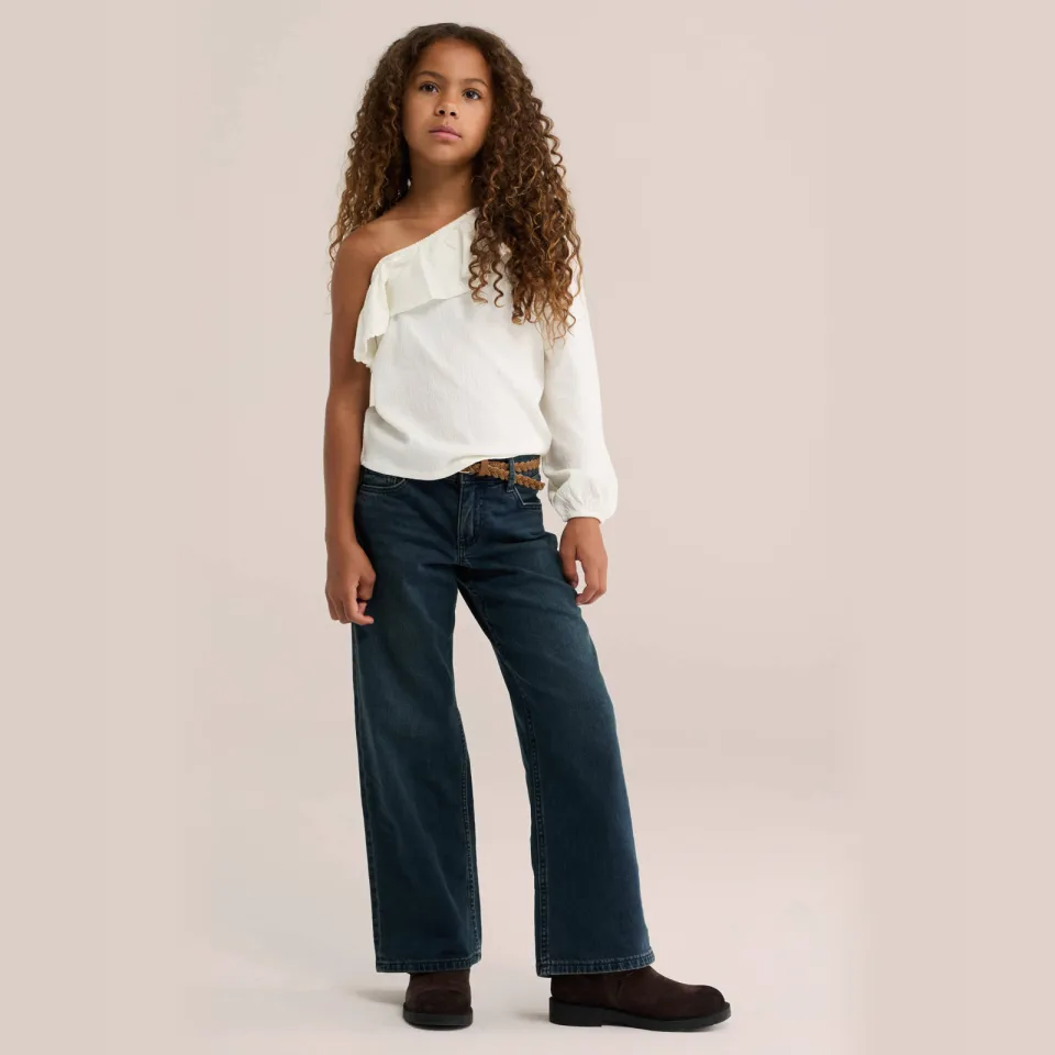 WE Fashion one shoulder top met ruches wit, foto 3
