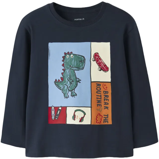 NAME IT MINI rechtvallende longsleeve donkerblauw