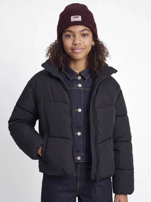 JJXX GIRL JXOTHELIA gebreide muts met logo - donkerrood