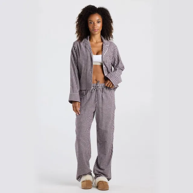 America Today flanel pyjamabroek - donkerrood/wit