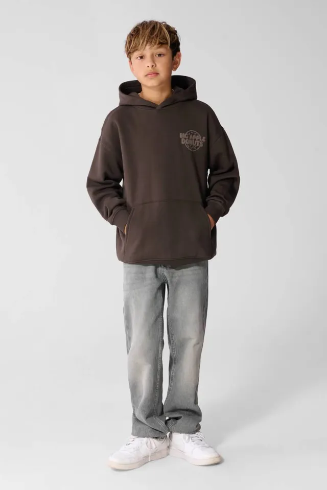 Shoeby oversized hoodie met backprint - donkerbruin