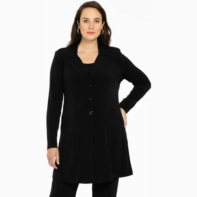 Yoek blazer van travelstof DOLCE zwart