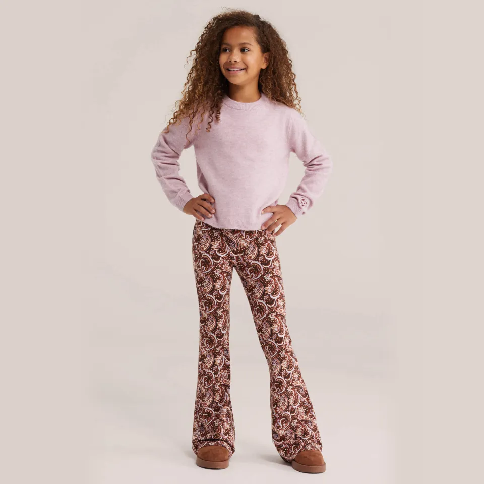 WE Fashion flared legging bruin met print