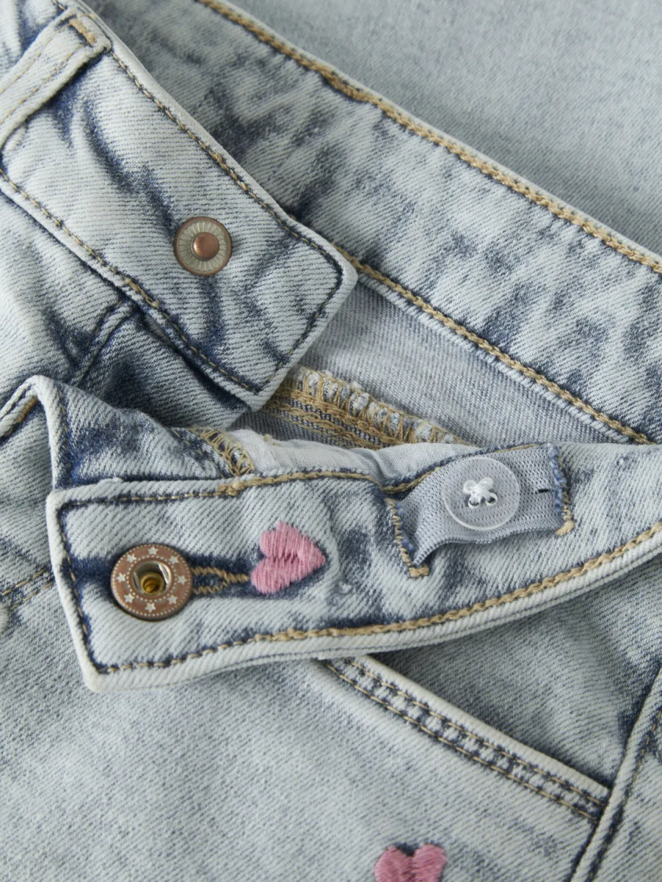 NAME IT MINI wide leg jeans met hartjes light blue denim, foto 6