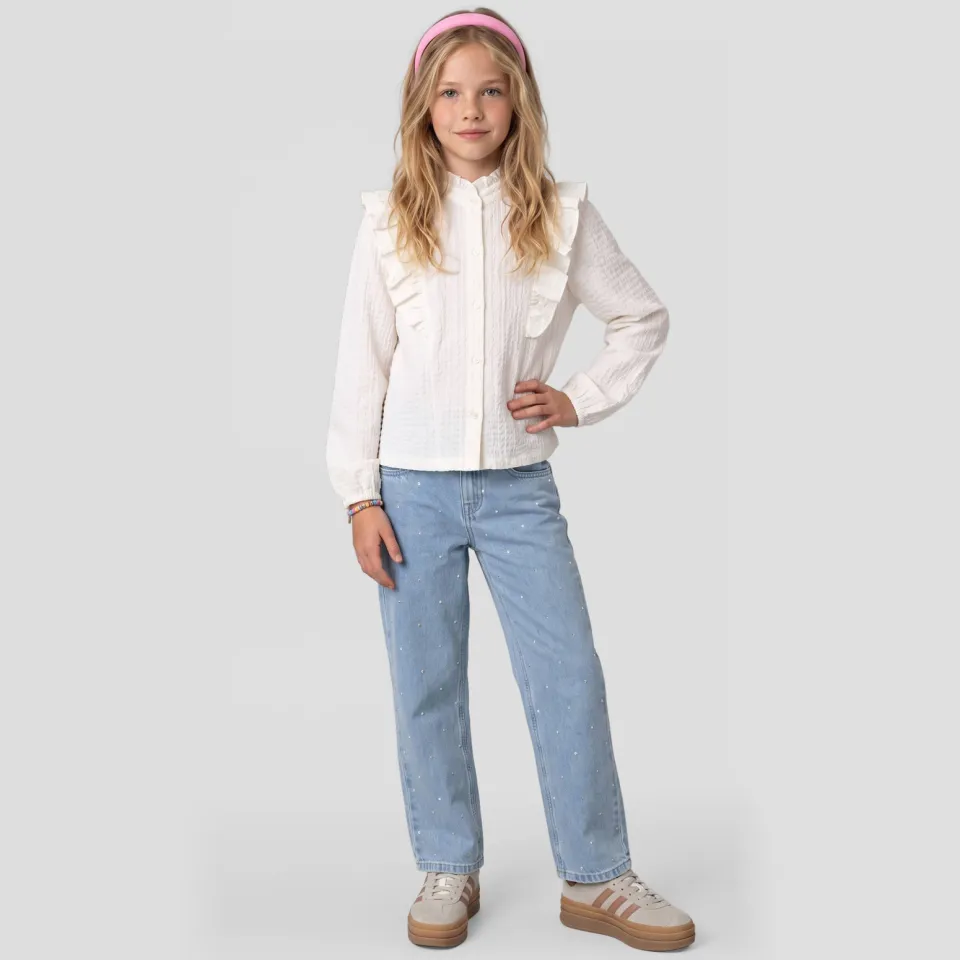 Me & My Monkey rechtvallende blouse met ruches ecru, foto 3