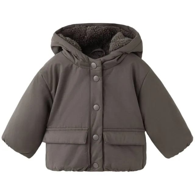 Mango Kids gewatteerde winterjas grijs