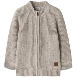 NAME IT MINI rechtvallend gebreid vest - beige Jongens Katoen Ronde hals