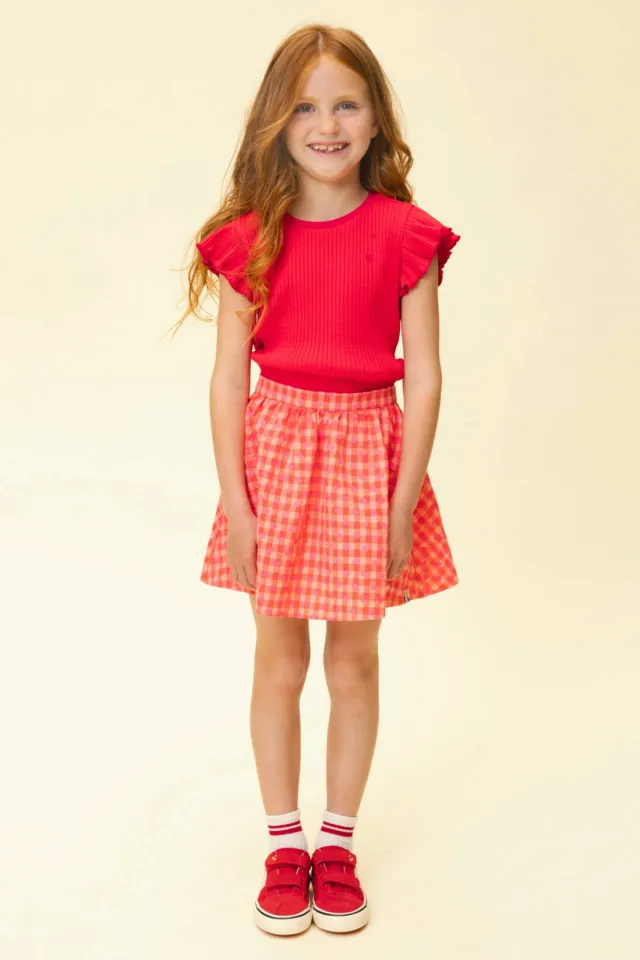 LOOXS LITTLE geruite A-lijn minirok rood Roze