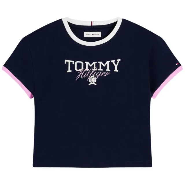 Tommy Hilfiger T-shirt met logo donkerblauw meisjes donkerblauw/wit/roze, foto 2