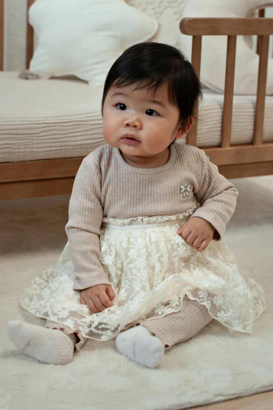 Feetje Dress to Impress jurk taupe/ecru