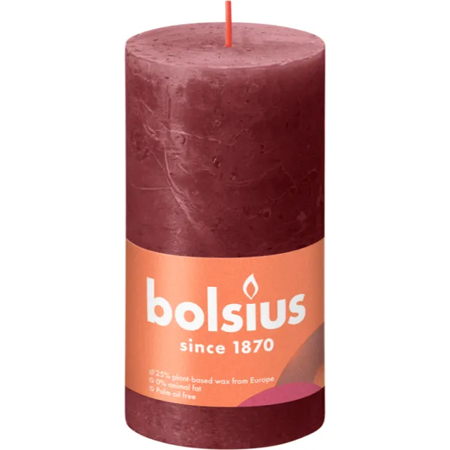 Bolsius rustiek stompkaars velvet red