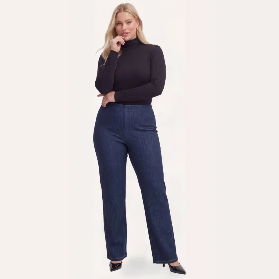 Yoek straight denim broek donkerblauw