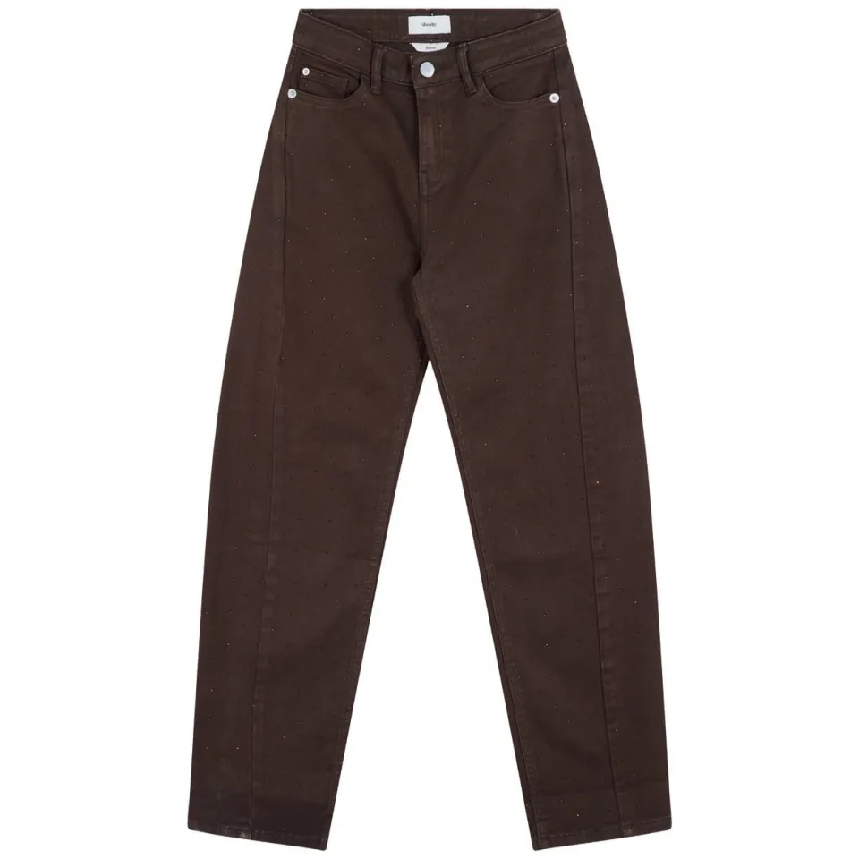Shoeby straight leg jeans met strass-steentjes - donkerbruin, foto 2