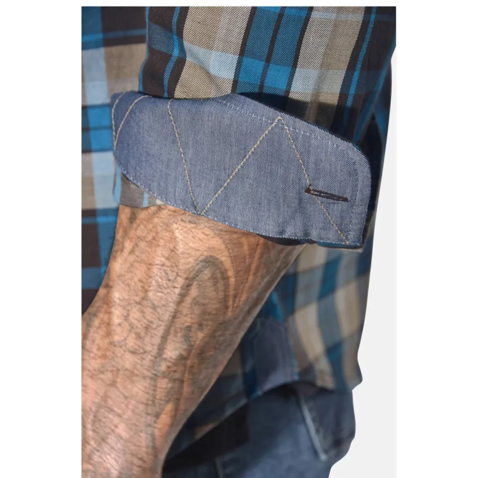 Jan Vanderstorm casual overhemd NORLUND Plus bruin/blauw, foto 7