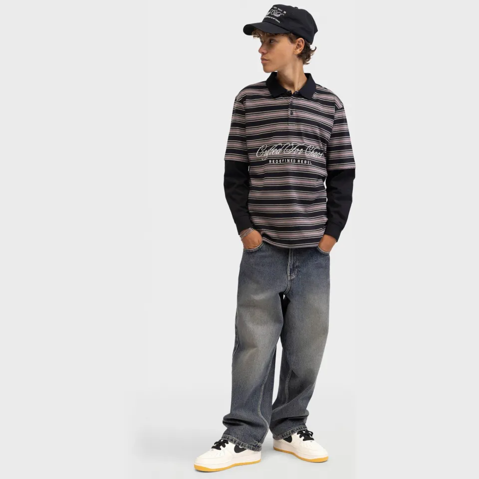 Redefined Rebel gestreepte longsleeve zwart