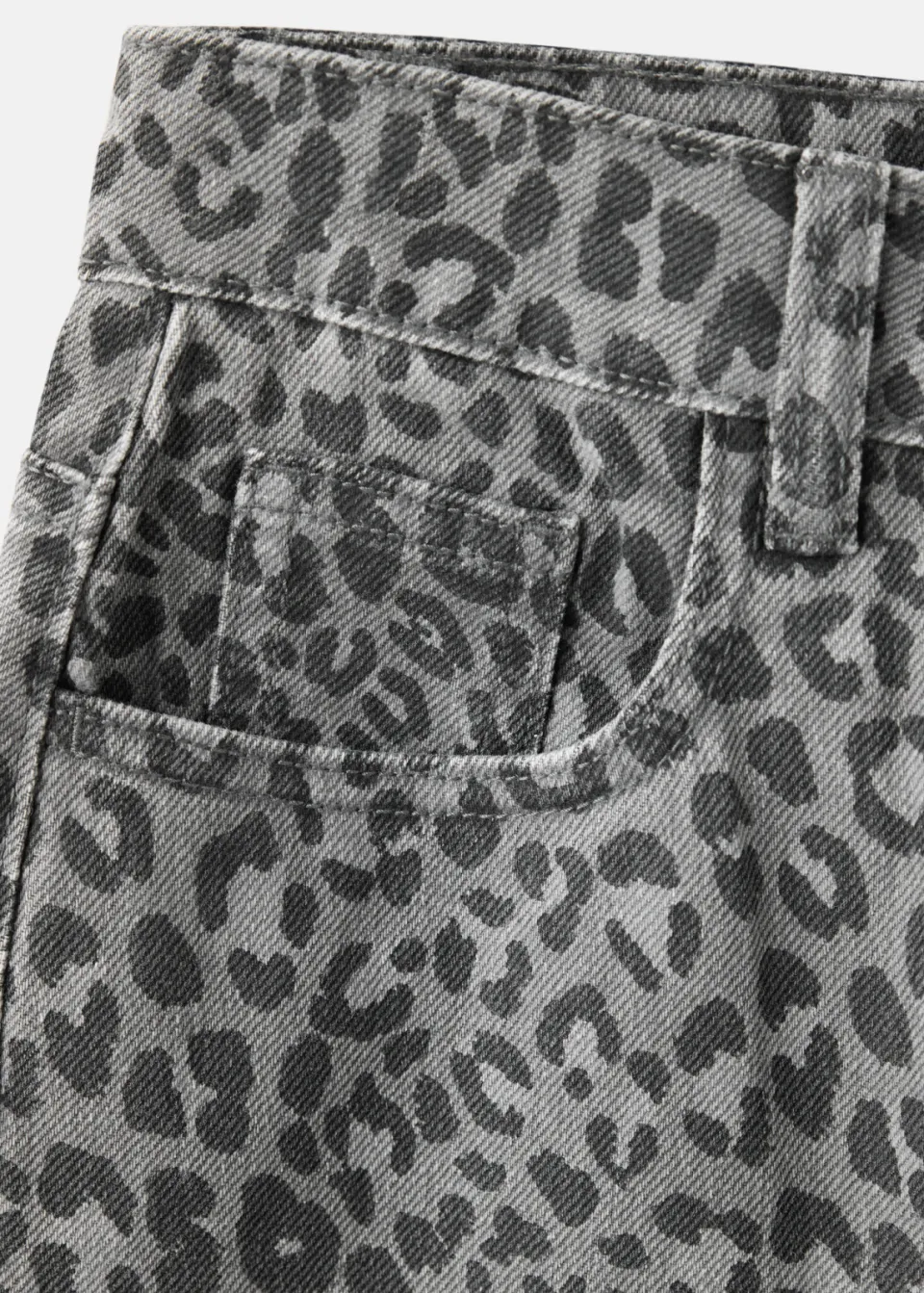 Mango Kids straight leg jeans met panterprint - antraciet, foto 3