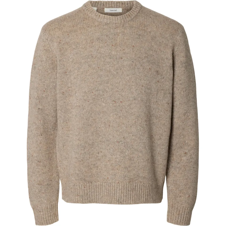 Selected relaxed fit gebreide trui met wol - oatmeal, foto 2