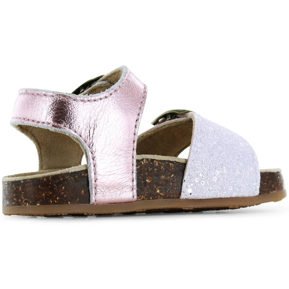 Shoesme leren sandalen met glitters en pailletten - roze/wit, foto 2