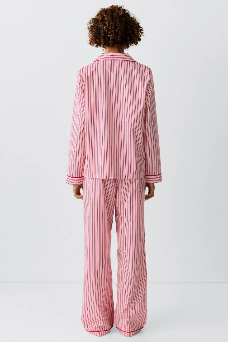 Mango gestreepte pyjama roze rood, foto 4