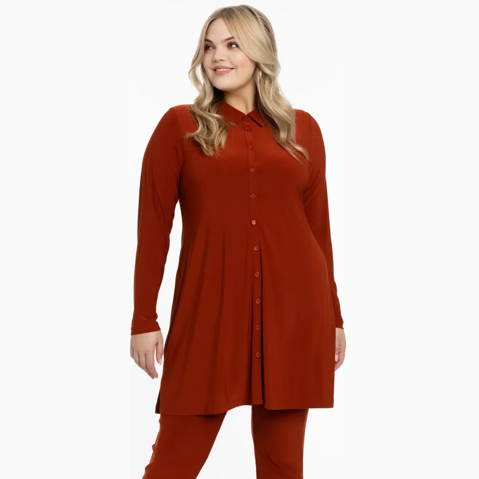 Yoek blouse met polokraag roest Other