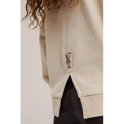 WE Fashion sweater met split en tekst - beige, foto 5