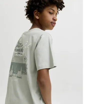 Jack & Jones t-shirt grijsgroen met print, foto 5