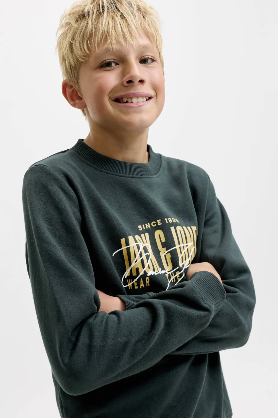 Jack & Jones JUNIOR sweater met logo - donkergroen, foto 4