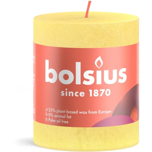 Bolsius Rustiek stompkaars sunny yellow