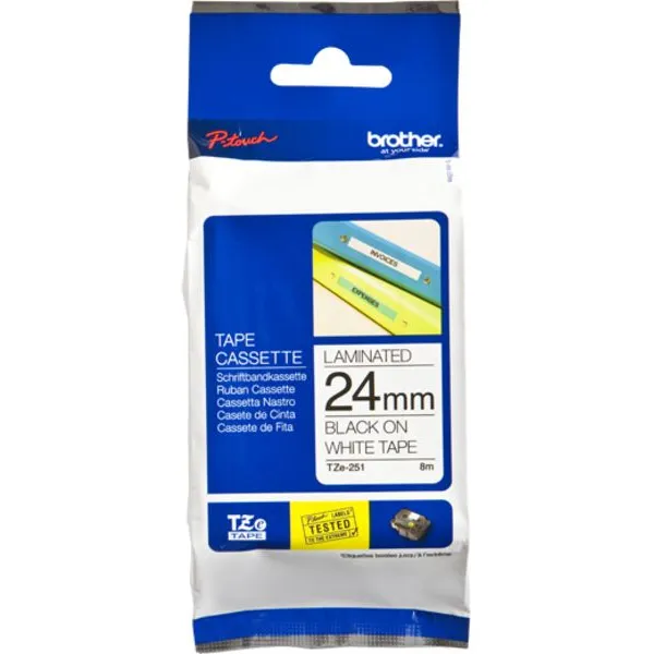 Brother Labeltape brother p-touch tze-251 standaard 24mm Zwart op wit