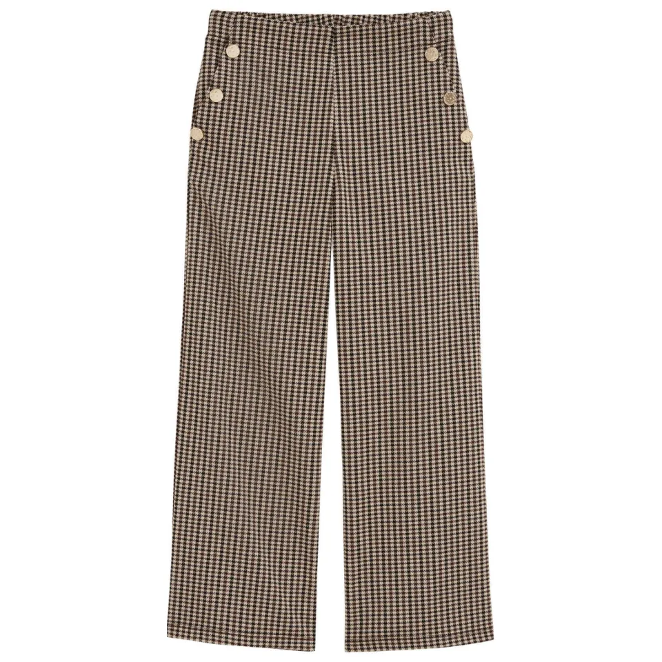 WE Fashion loose fit casual geruite broek bruin, foto 2
