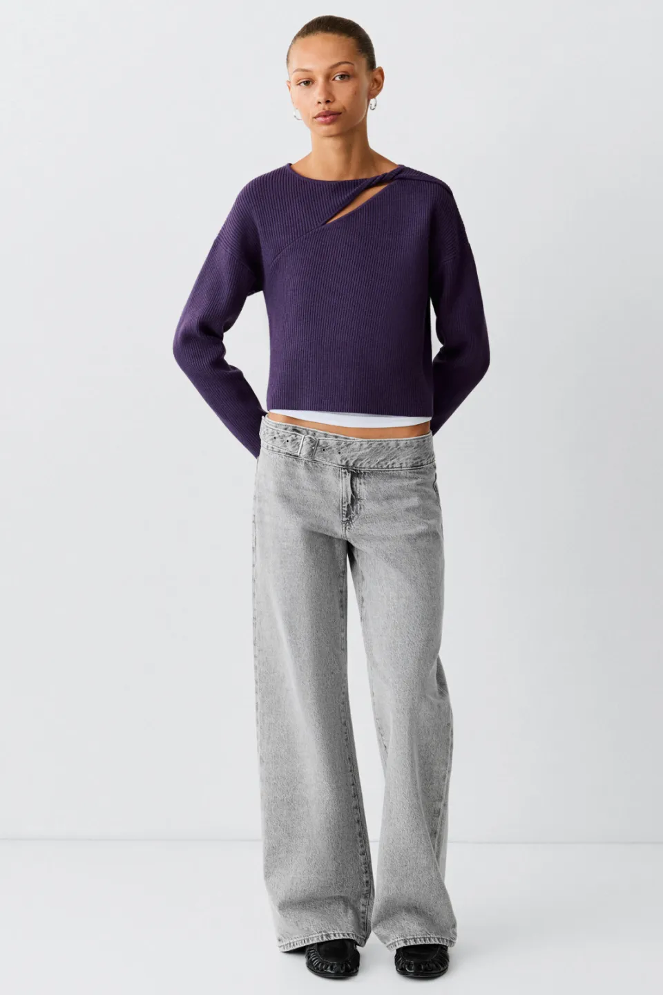 Mango TEEN wide leg jeans - changeant grijs, foto 3