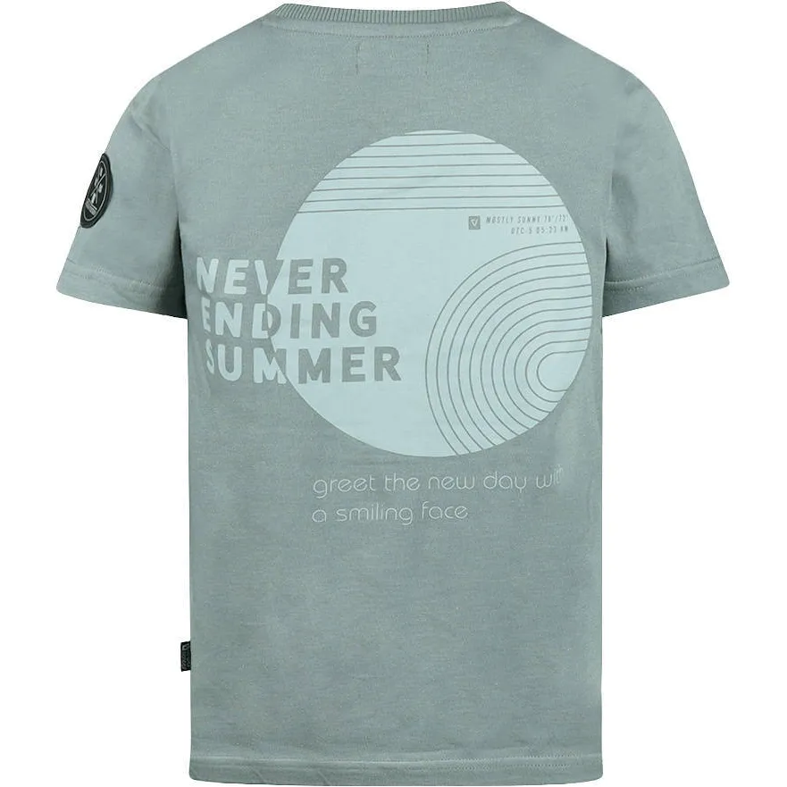 No Way Monday t-shirt met backprint grijsblauw, foto 6