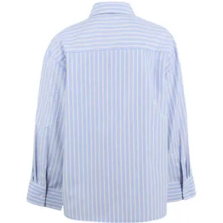 Shoeby gestreepte blouse lichtblauw, foto 5