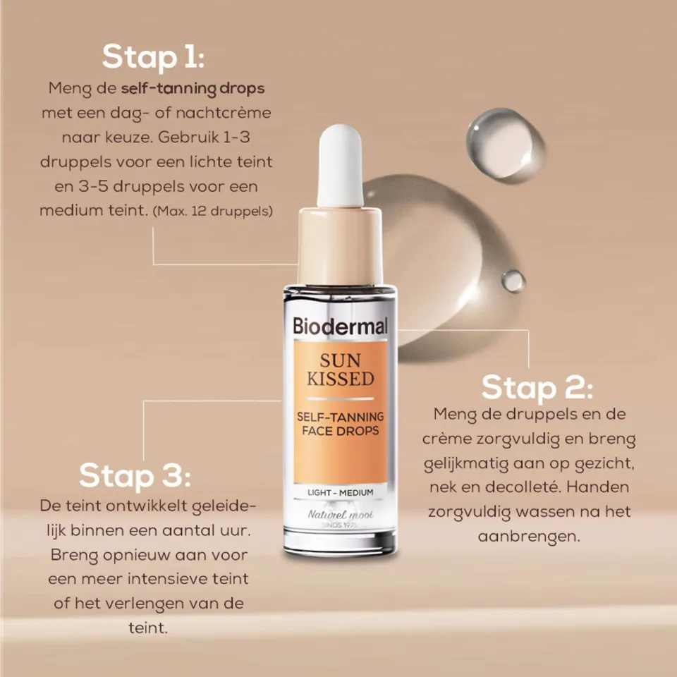 Biodermal Sun Kissed Self-Tanning face drops zomers, foto 2