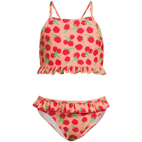 Orange Stars crop bikini met ruches oranje/fuchsia Roze Meisjes Polyester