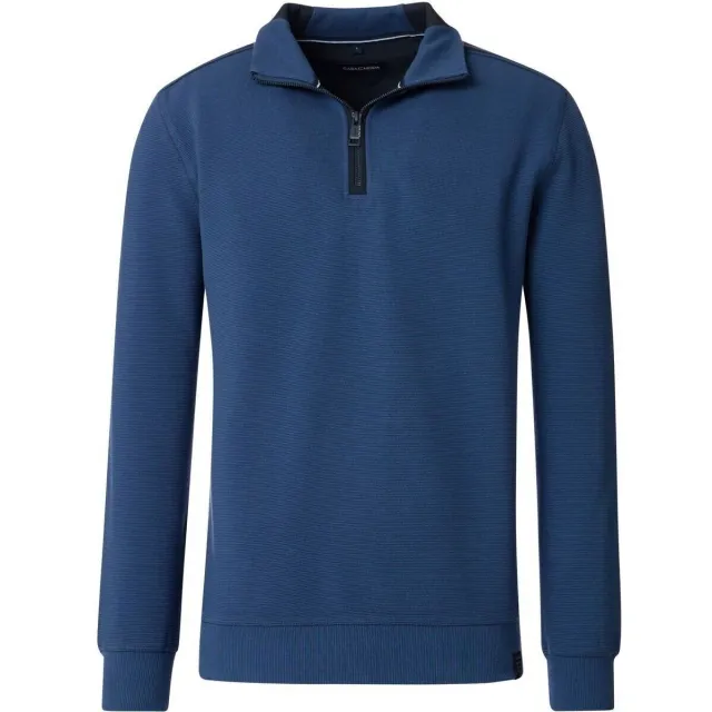 Casa Moda Sweater Casamoda Half Zip Sweat Dark Indigo aqua
