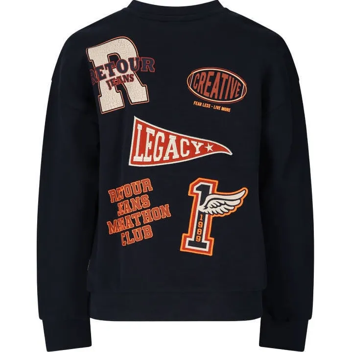 Retour Jeans sweater met backprint - donkerblauw, foto 3