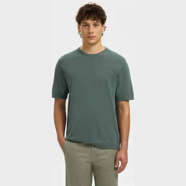 Selected regular T-shirt groen fijn gebreid, foto 5