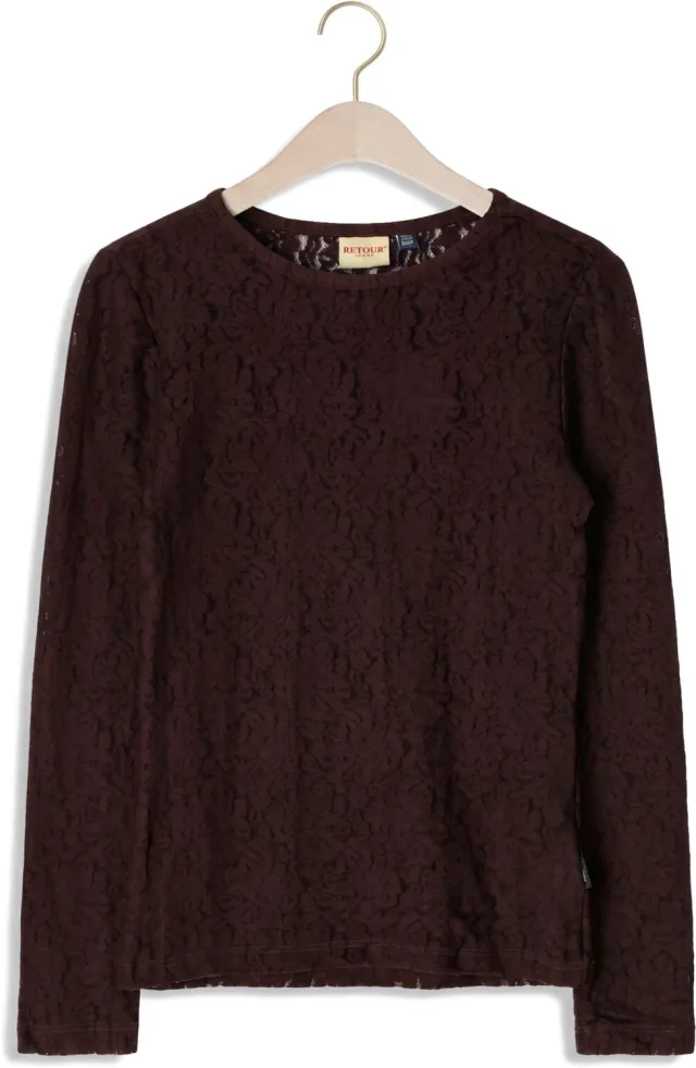 Retour Jeans Danita kanten longsleeve bruin