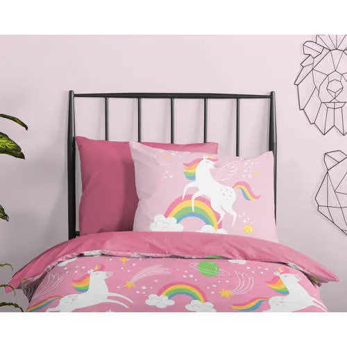 Good Morning kinderdekbed zonder overtrek unicorn roze (140x200), foto 4