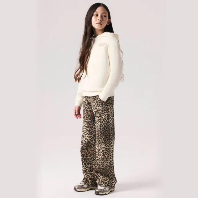 NAME IT wide leg casual broek luipaardprint bruin Silver Mink-Leopard